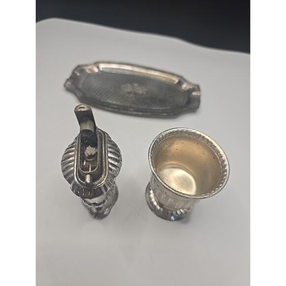 Occupied Japan Vintage Table Lighter,Tray And Holder Silver Tone - Picture 2 of 5